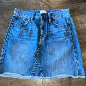 J CREW DENIM SKIRT 100% COTTON RAW HEM SIZE 26